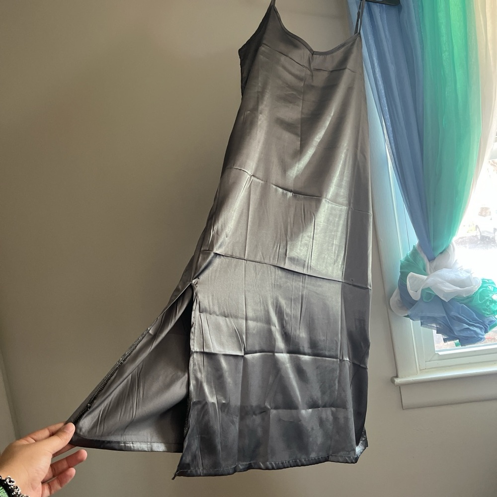 Elegant Gray Satin Dress
